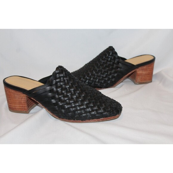 NEW Nisolo Women's Go To Woven Heeled Slip-On Mules Black Leather sz 7.5 - Picture 8 of 8